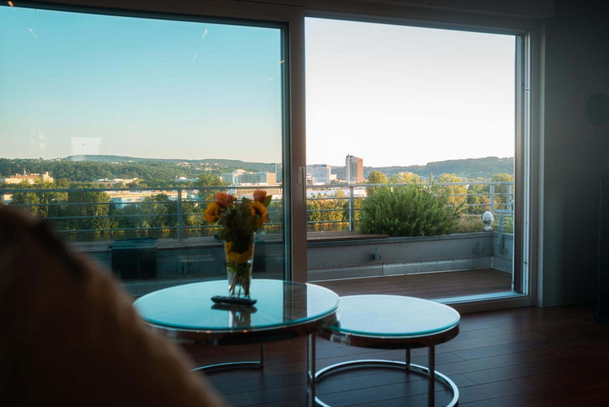 Penthouse Wohnung Mit Schoenem Moselblick In Metternich Coblenza Exterior foto
